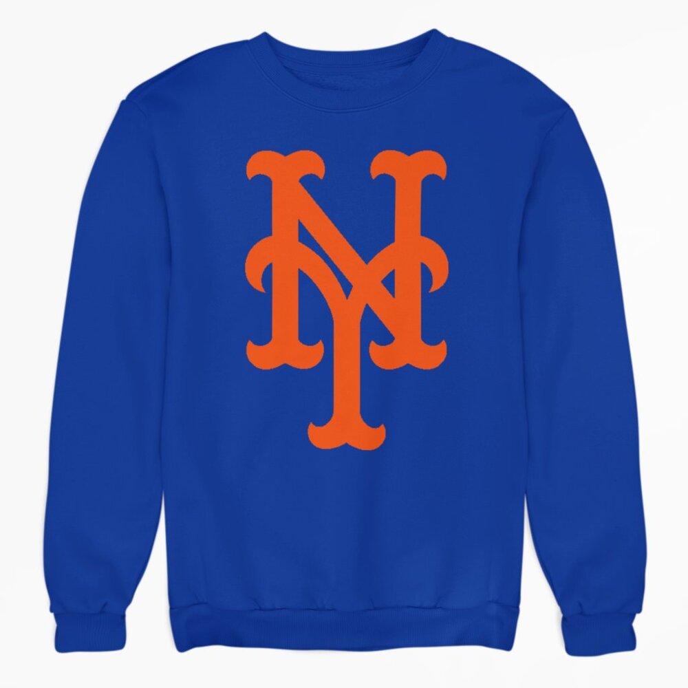 NEW York Mets Team Color Pop NY Fleece Long Sleeve Sweatshirt BLUE